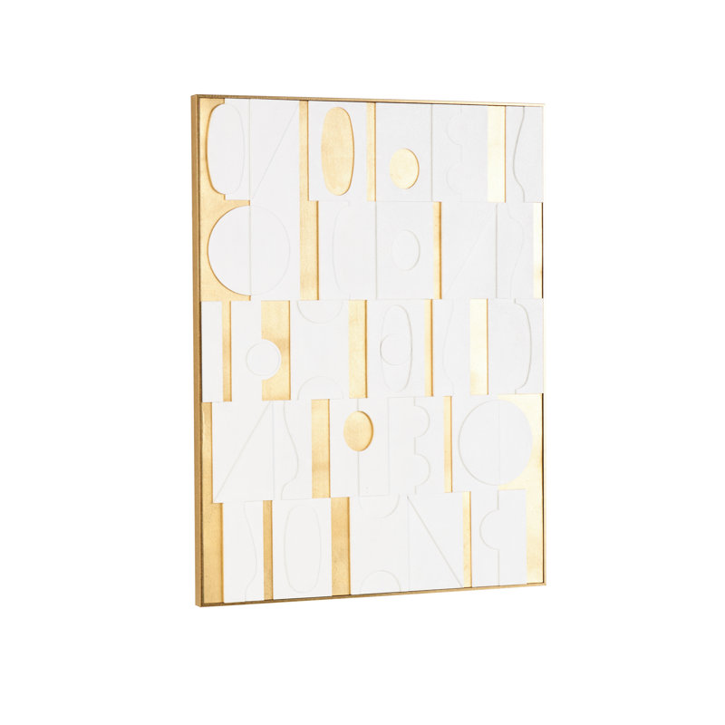 Wooden Geometric Shape Abstrac - Floater Frame Print on Canvas