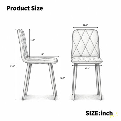 Ensemble de 4 chaises de salle à manger, chaises de cuisine modernes, siège de salle à manger rembourré en polyuréthane et pieds robustes en métal