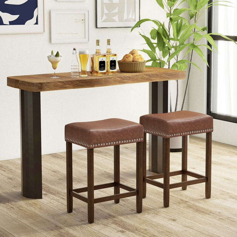 Keiran Upholstered Counter Stool, Brown, 60cm