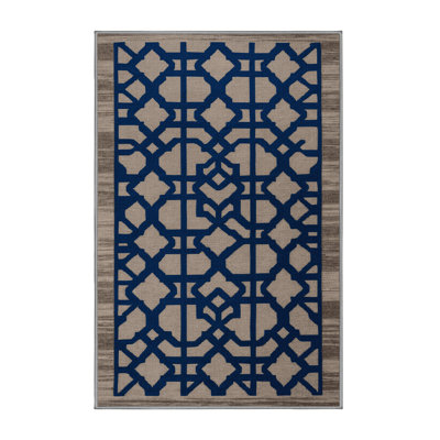 Machine Washable Trellis Gray Area Rug