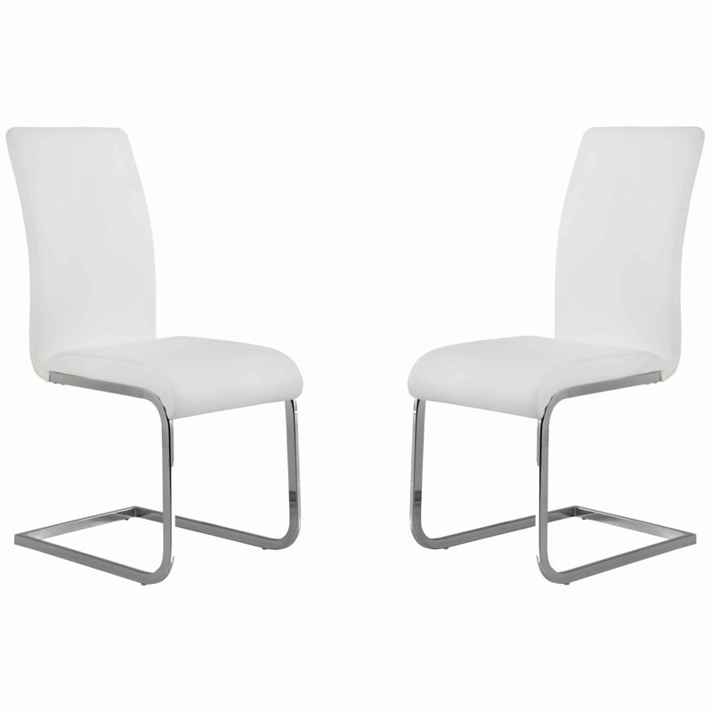 Darcie 16'' H Faux Leather Upholstered Side Chair, White, 2