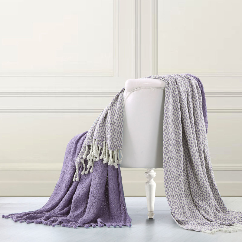 Hand Woven Throw Blanket, Lavender Ash