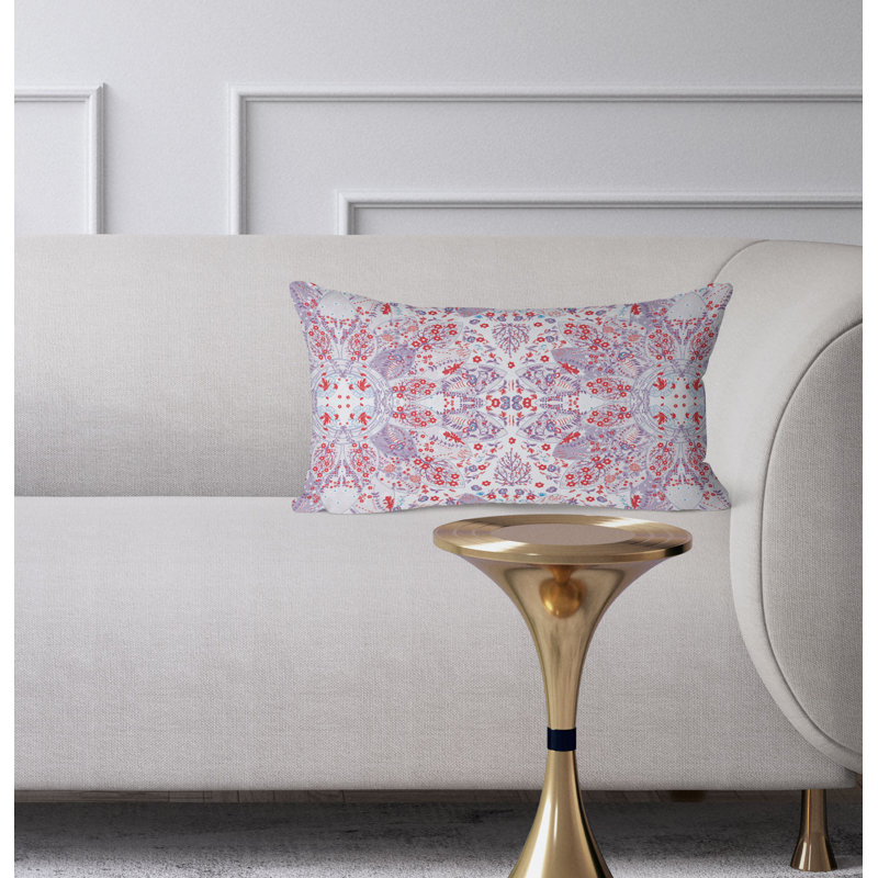 Floral Viceroy  Rectangular Throw Pillow, Red/Purple