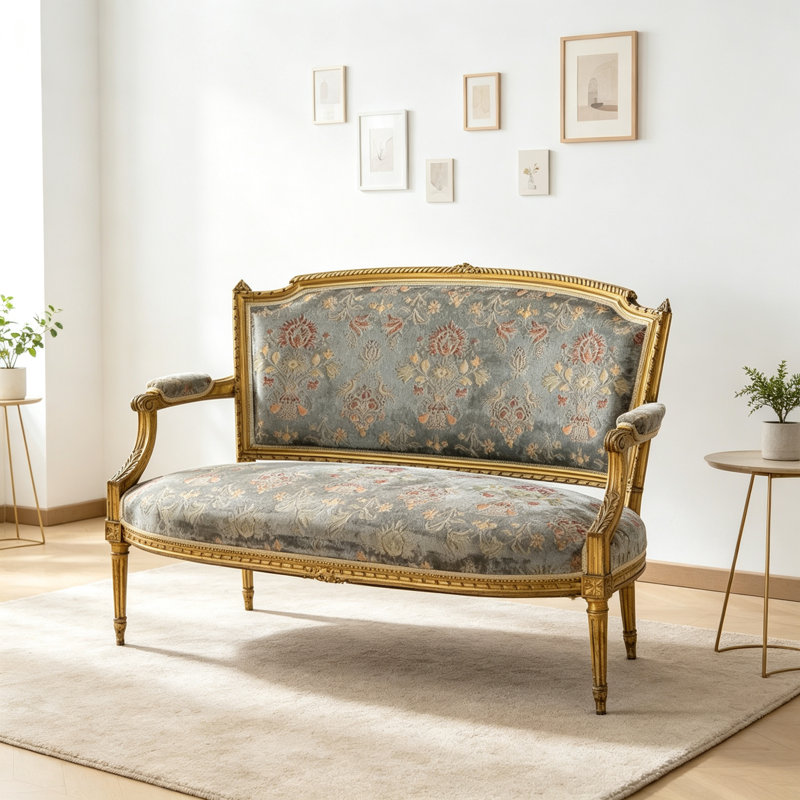 French-style Creative Grey Double Sofa