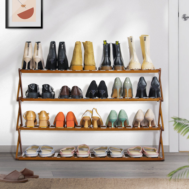 HOUSE AGAIN 4 Tier Long Shoe Rack for Closet, Shoe Shelf 24-Pairs
