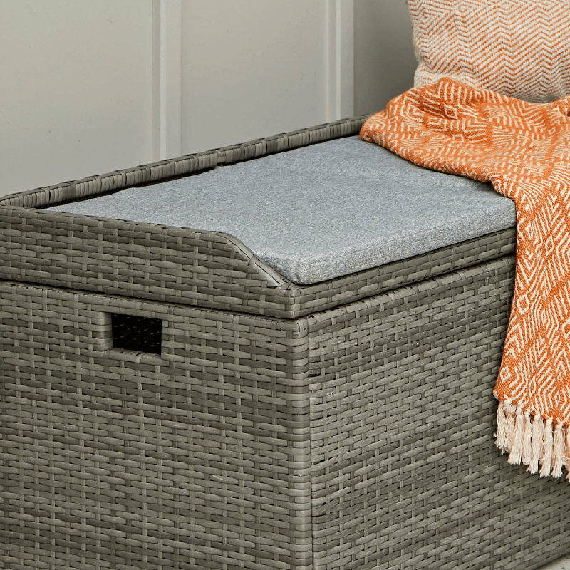 17 Stories Alyene 140cm W 130L Wicker Storage Bench, Grey