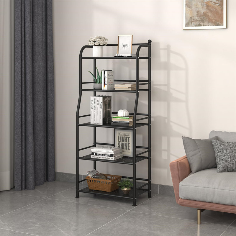 Modern 5-Tier Sturdy Metal Storage Rack, Noir