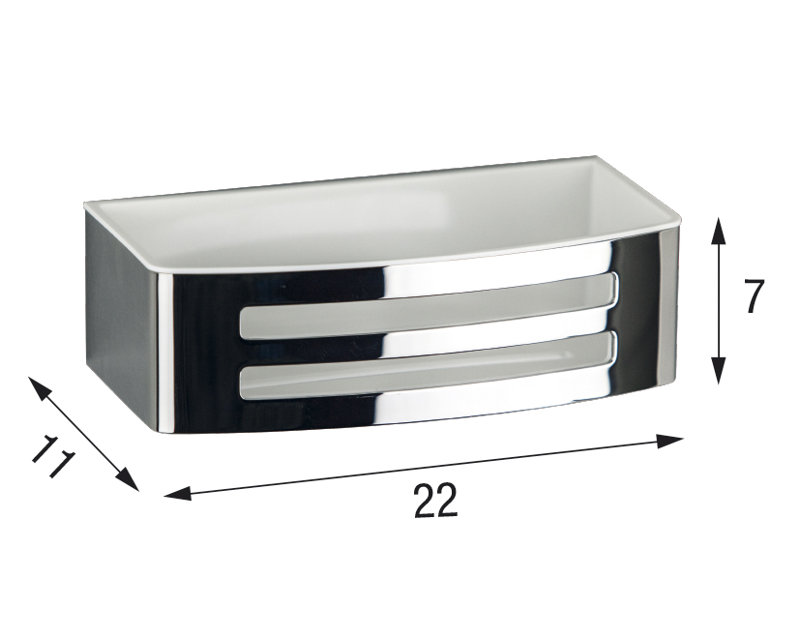 Shower Basket, Polished Chrome / White