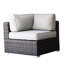 Fauteuil d'angle modulaire brun pour l'extérieur avec coussins, conception modulaire et coin prêt à l'emploi: housses amovibles lavables, légèrement inclinées, fabrication