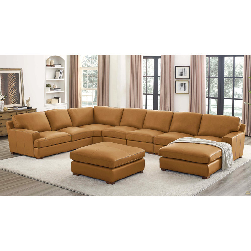 Canapé modulaire en cuir à large assise modulaire