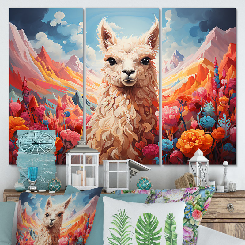 Enchanting Alpaca Valley - Alpaca, art mural, Toile tendue, H 32 po x l 48 po x P 1 po