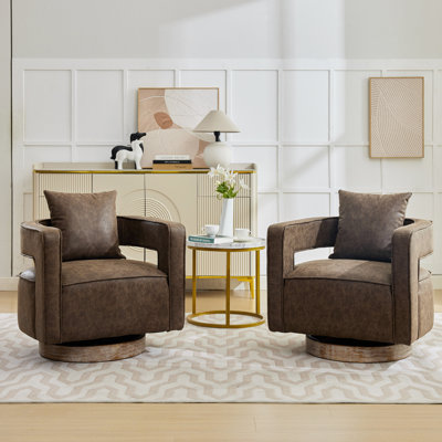 Chicopee 29.2" Wide Swivel Barrel Chair (Set of 2)