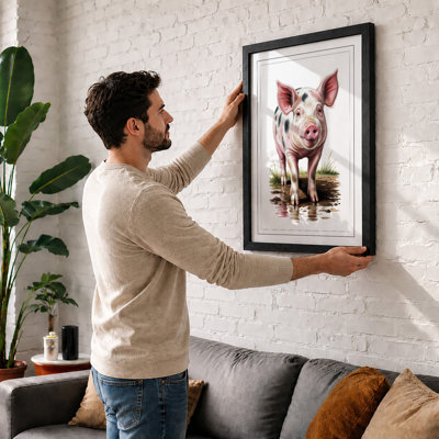 Pig at Rest Rustic - Framed Print