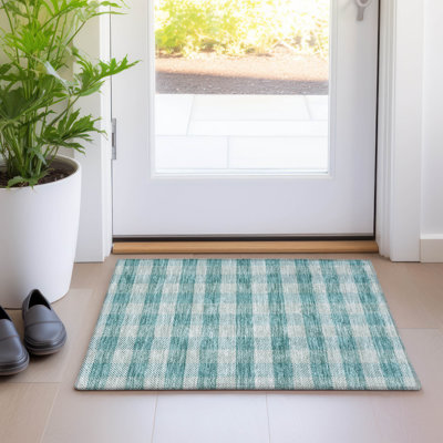 Tapis bleu sarcelle lavable à la machine Premium Prisco