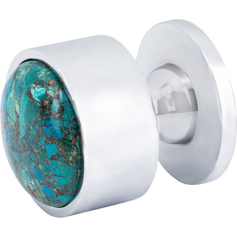Firesky Diameter Knob, Polished Chrome, Mohave Turquoise, 1 3/8"