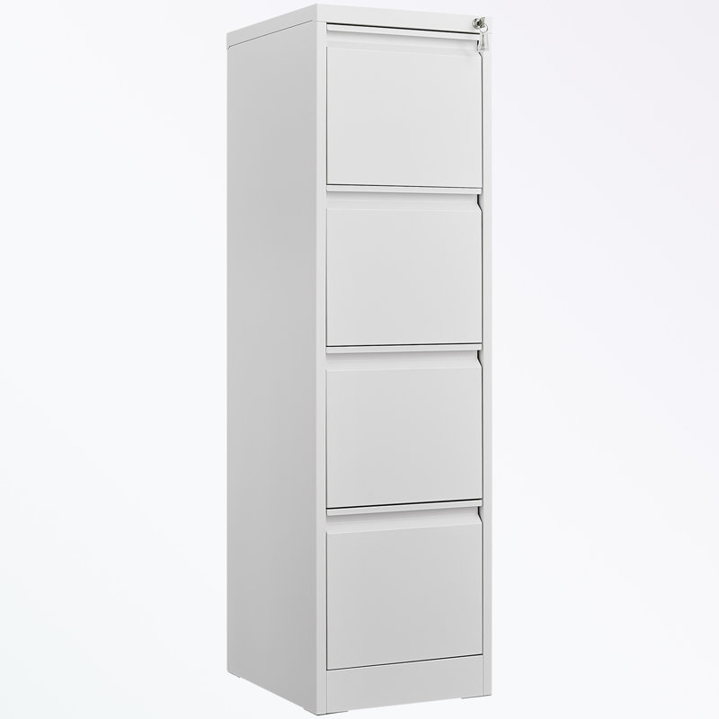 Steel frame File Cabinet with Lock and 4 Drawers, White