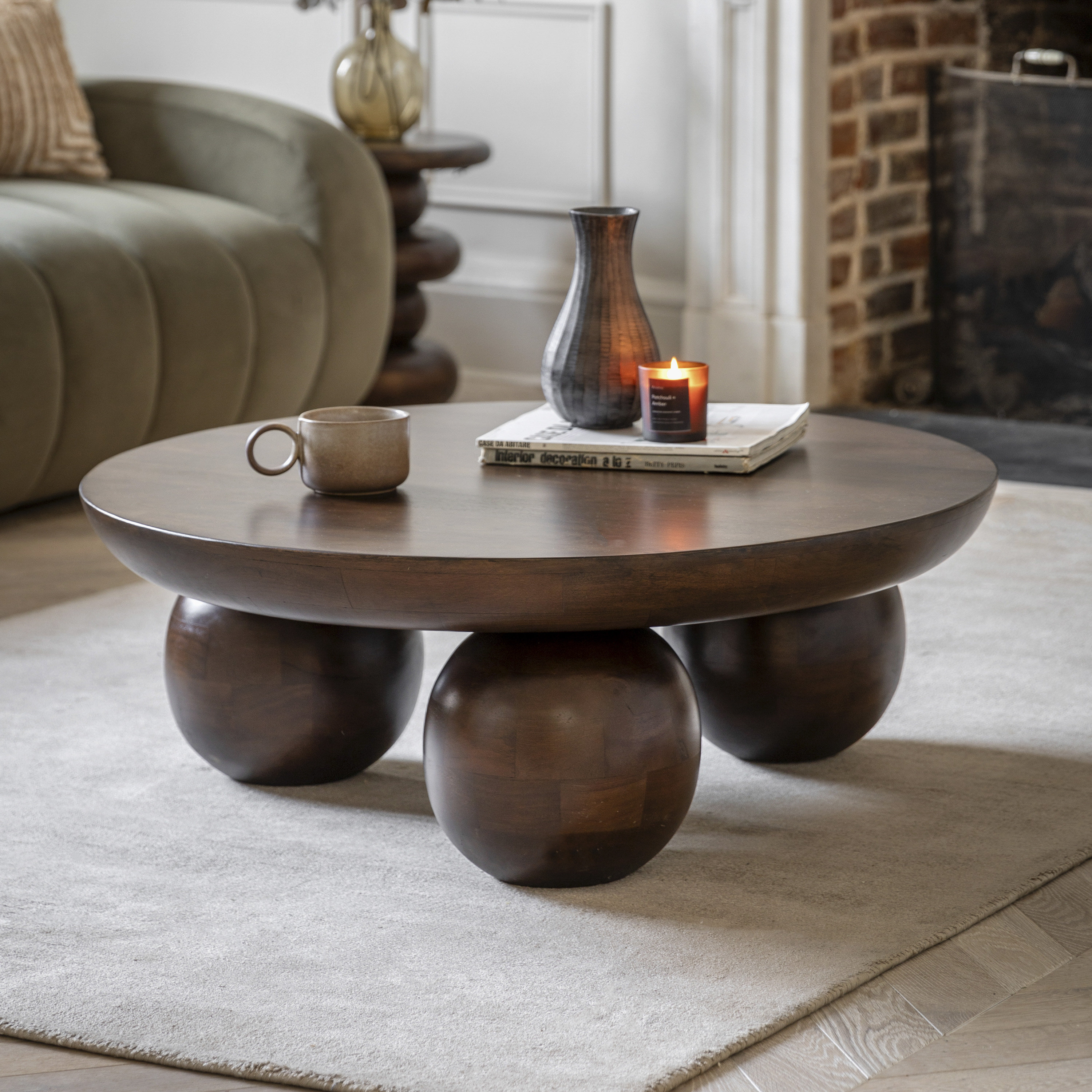Ivy Bronx Charu Round Mango Wood Coffee Table 90x90cm | Wayfair.co.uk