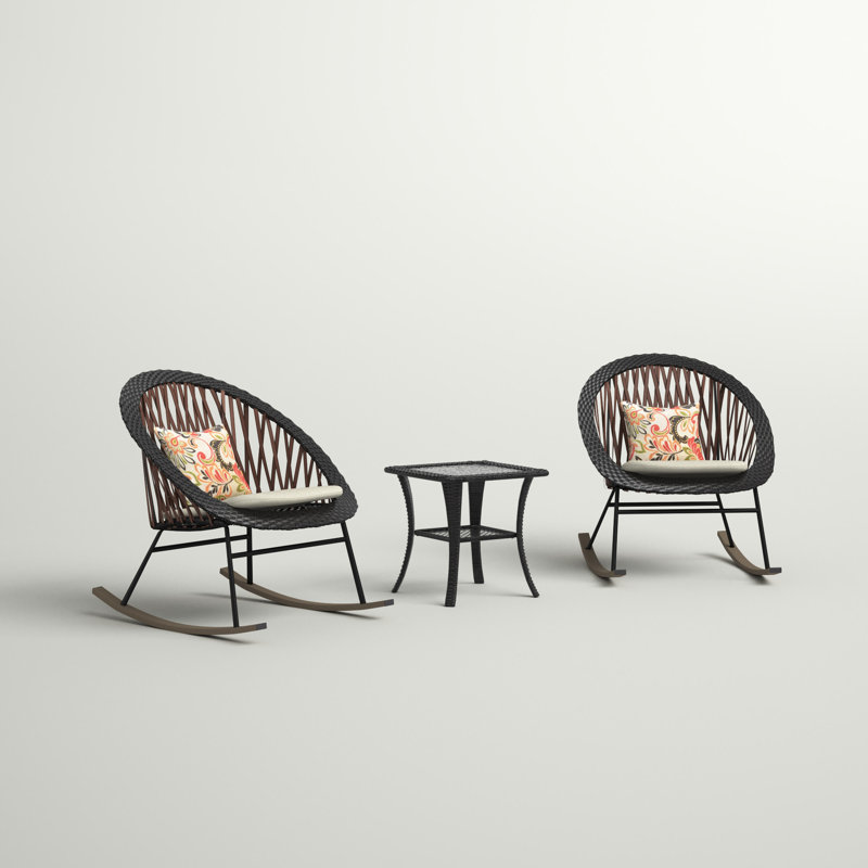 Chaise berçante d'extérieur avec coussins Baum, Beige