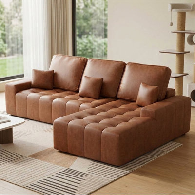 108.5" Wide Luxury Faux Leather Sofa