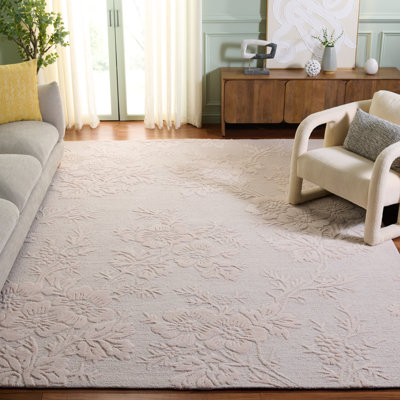 Glamour 151 Hand Tufted Wool/Cotton/Viscose Floral Rug in Light Pink