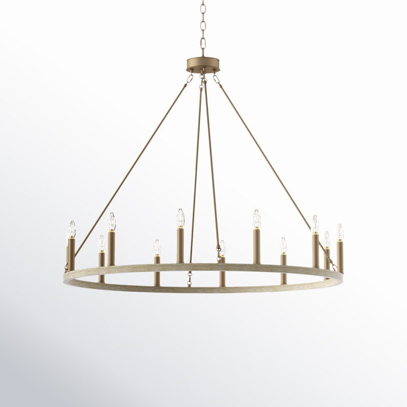 Madalyn 12-Light Chandelier, Bois flotté / poussière de laiton