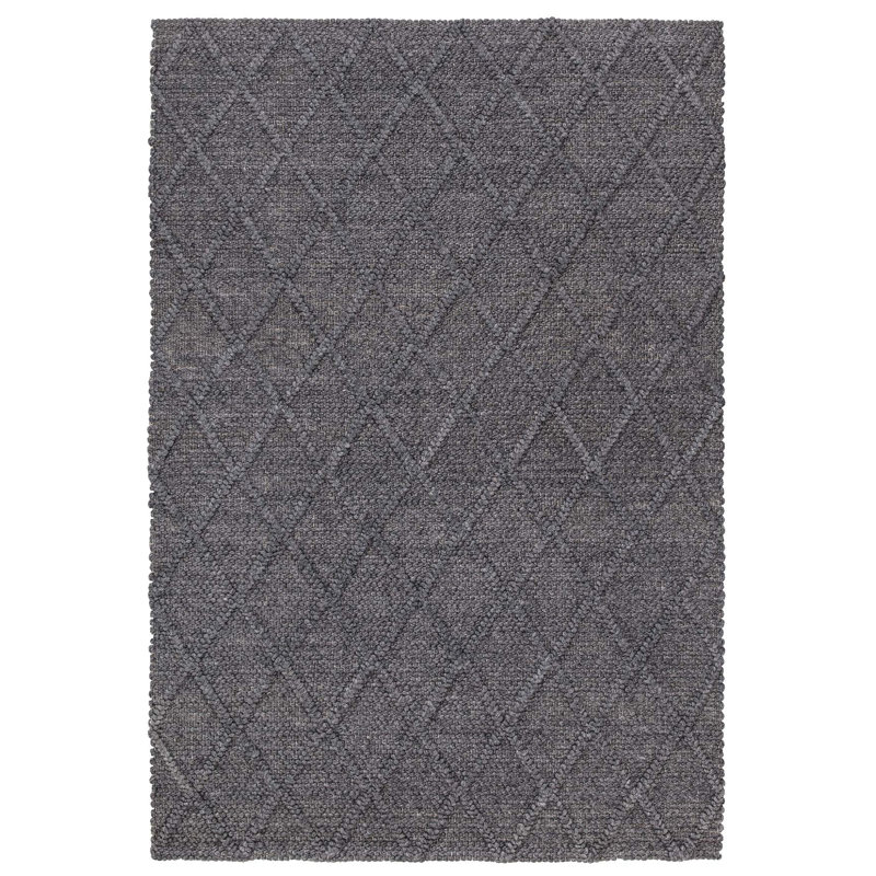 Tapis géométrique rectangulaire en laine tissé à la machine Tahar, Rectangle 4 pi x 5 pi 11 po