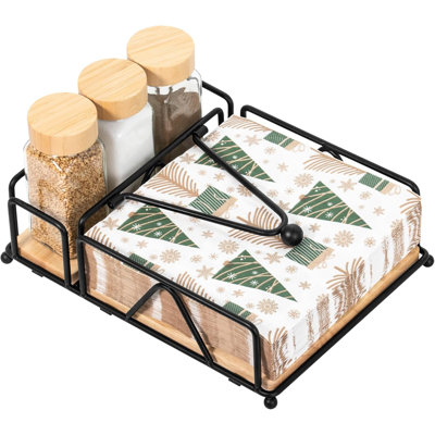 Wooden Base,Modern Flat Napkin Holder for Table