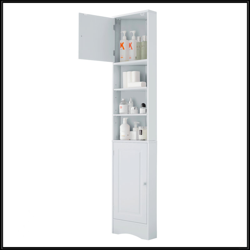 Armoire de rangement haute multifonctionnelle avec deux portes et tablettes réglables, Gris