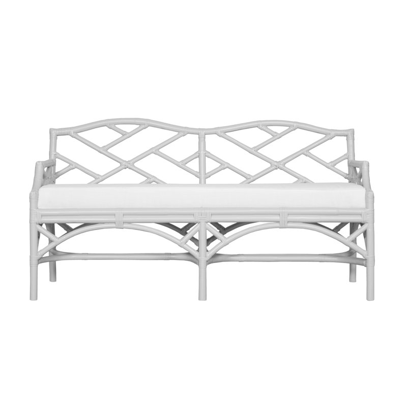 Chippendale Rattan Bench, White
