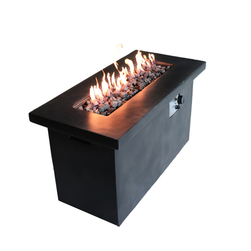 24'' H Concrete Fire Pit Table, 50000 , Propane Or Natural Gas, Weather , Charcoal Gray, Modern Outdoor Fireplace H, Propane/Natural Rustproof, Colored