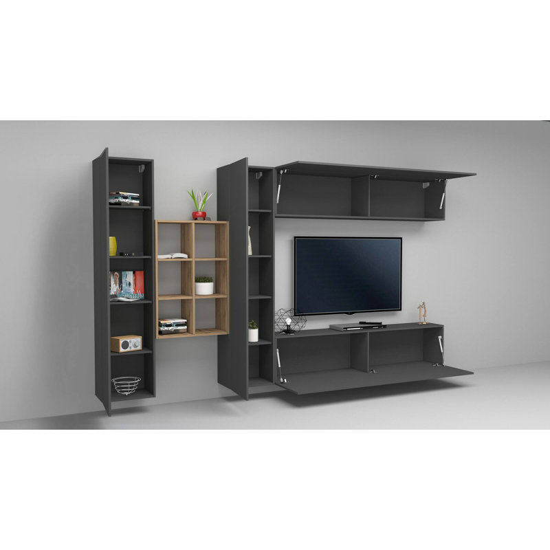 Mikaiah Rectangle Accent Cabinet, Anthracite/Maple