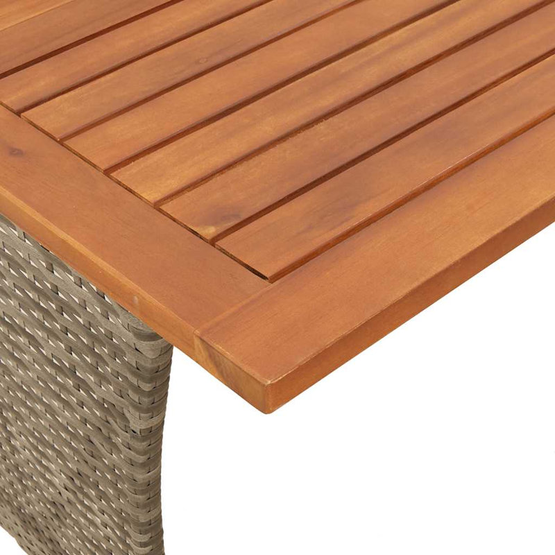 Garden Table With Acacia Wood Top 105X75x72 Cm Poly Rattan, Grey
