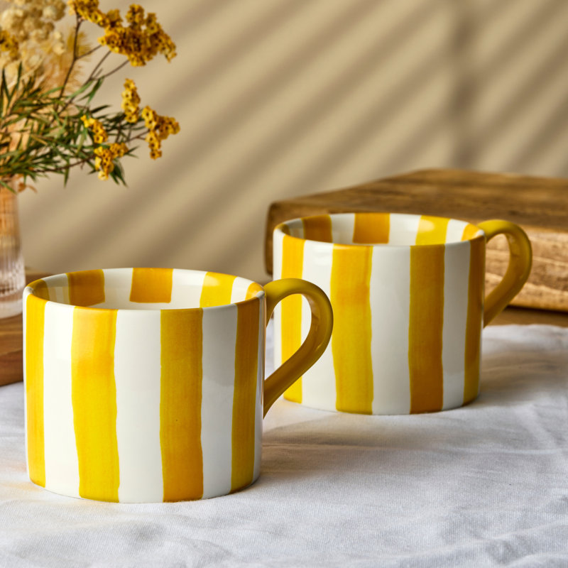 Stripes Stoneware Coffee Mug, Yellow