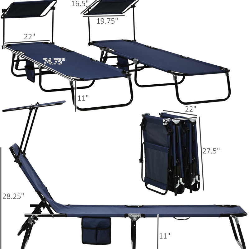 Fauteuil à baldaquin avec abat-jour pour piscine - pliable et inclinable, piscine extérieure bleu foncé avec dossier réglable