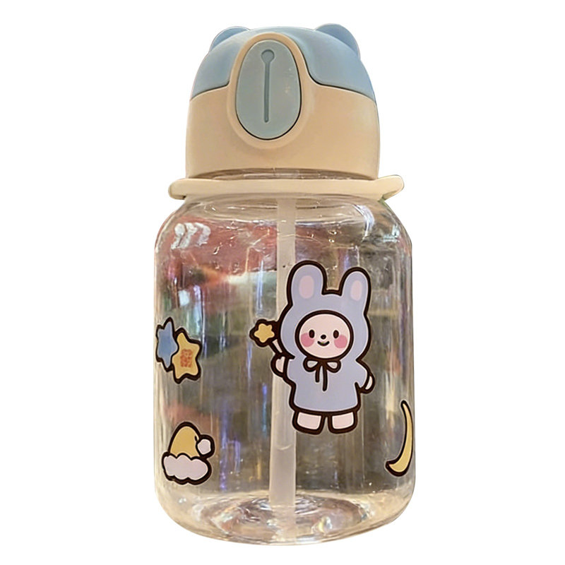 Bouteille d'eau 600 ml 2ème génération Bear Cup Bouteille d'eau mignonne avec paille BPAFree, de profondeur