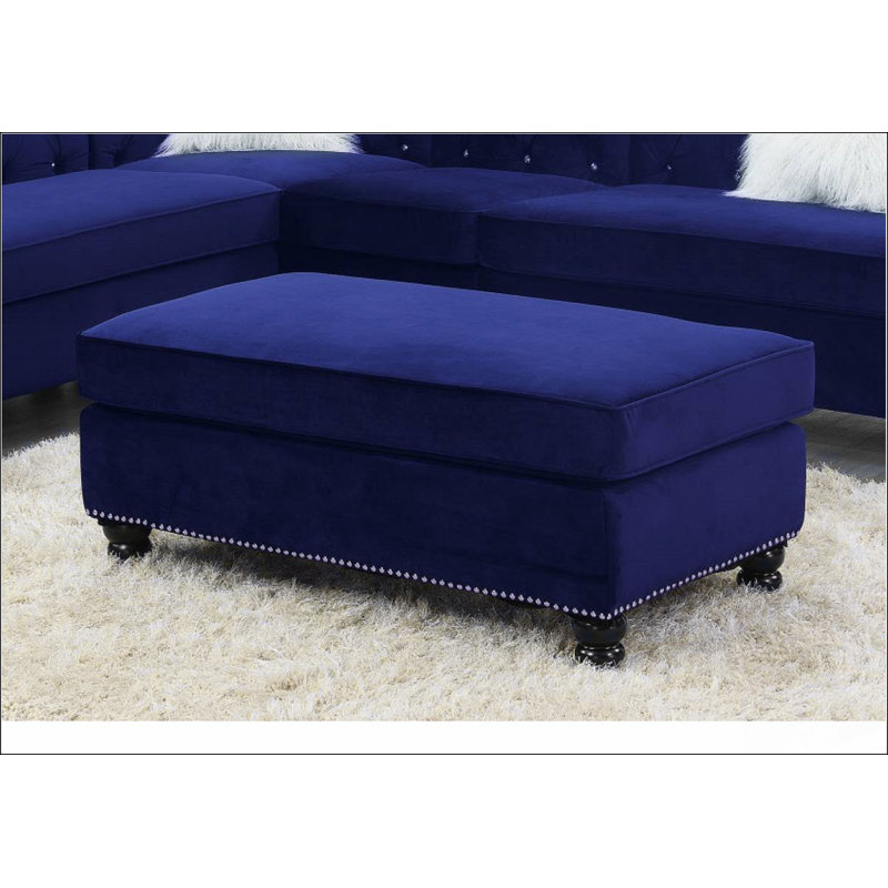 Repose-pieds en velours indigo Living