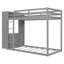 Lit superposé simple au-dessus de simple avec commode éclairée, support suspendu et tiroirs de rangement-707129546