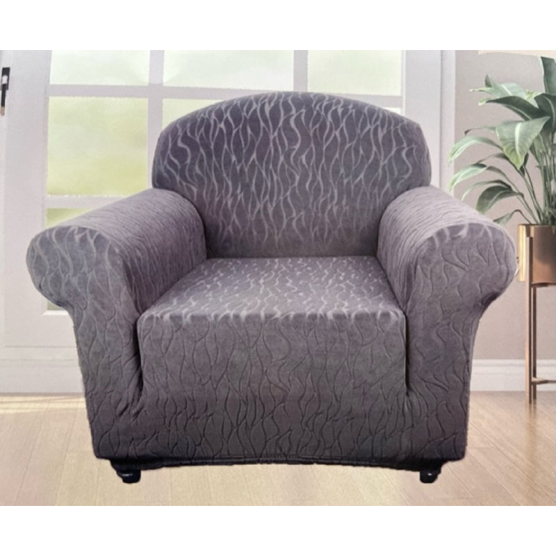 Housses de canapé à coussins carrés extensibles, Argent, H 75 po x l 110 po x P 2 po