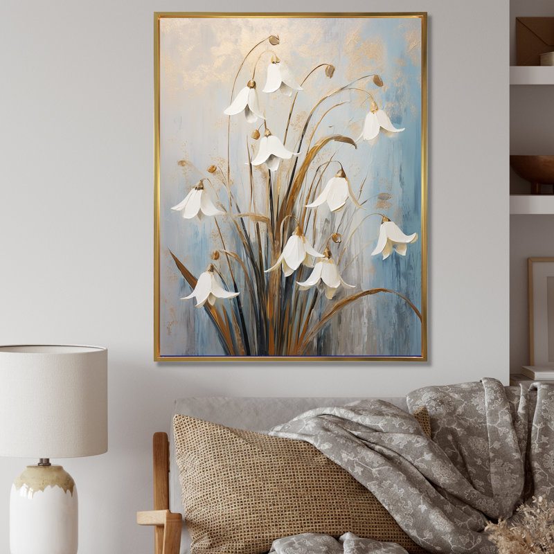 Minimalisme Snowdrop Flowers Harmony IV, H 20 po x l 12 po x P 1 po, Cadre flottant doré