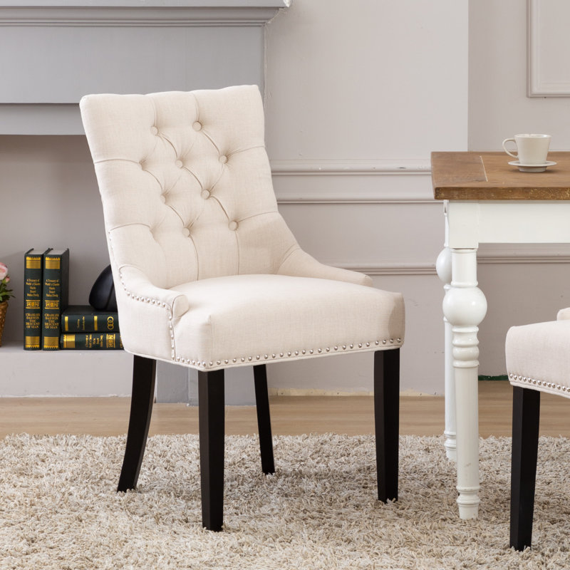 Wren 20'' H Tufted Linen Upholstered Parsons Chair, Beige
