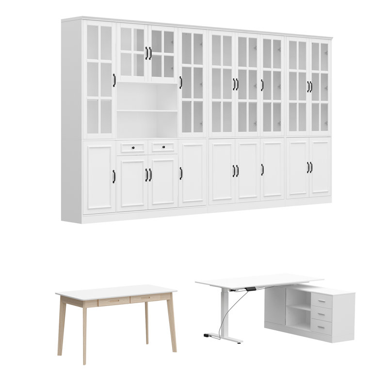 Ensemble de combinaison bureau / bureau (y compris bureau d'ordinateur, bureau d'écriture, bibliothèque combinée)