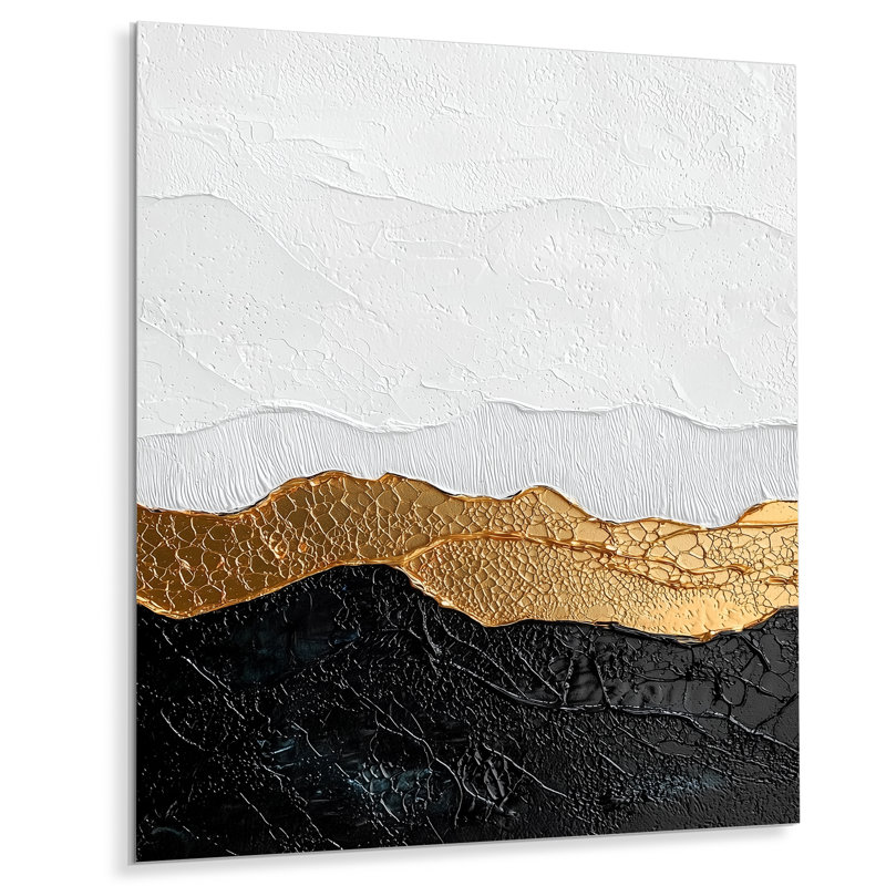 Cadeau doré de l'horizon lumineux II - impression murale moderne en métal, impression moderne sur métal
