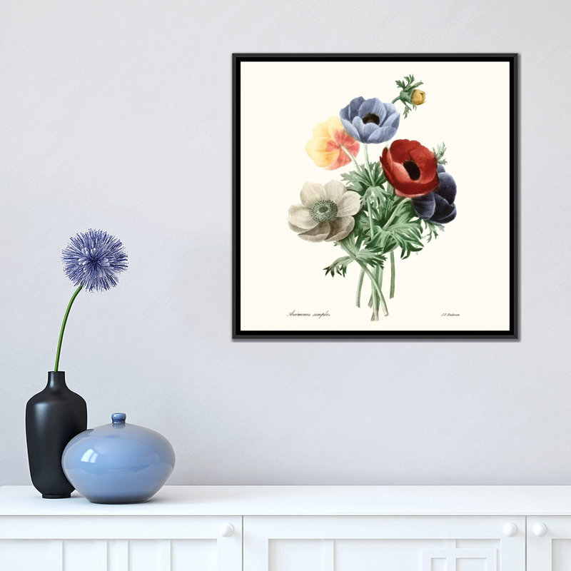 « blushing bouquet i », impression sur toile, H 18 po x l 18 po x P 1,5 po, Toile avec cadre noir, Pas de tapis