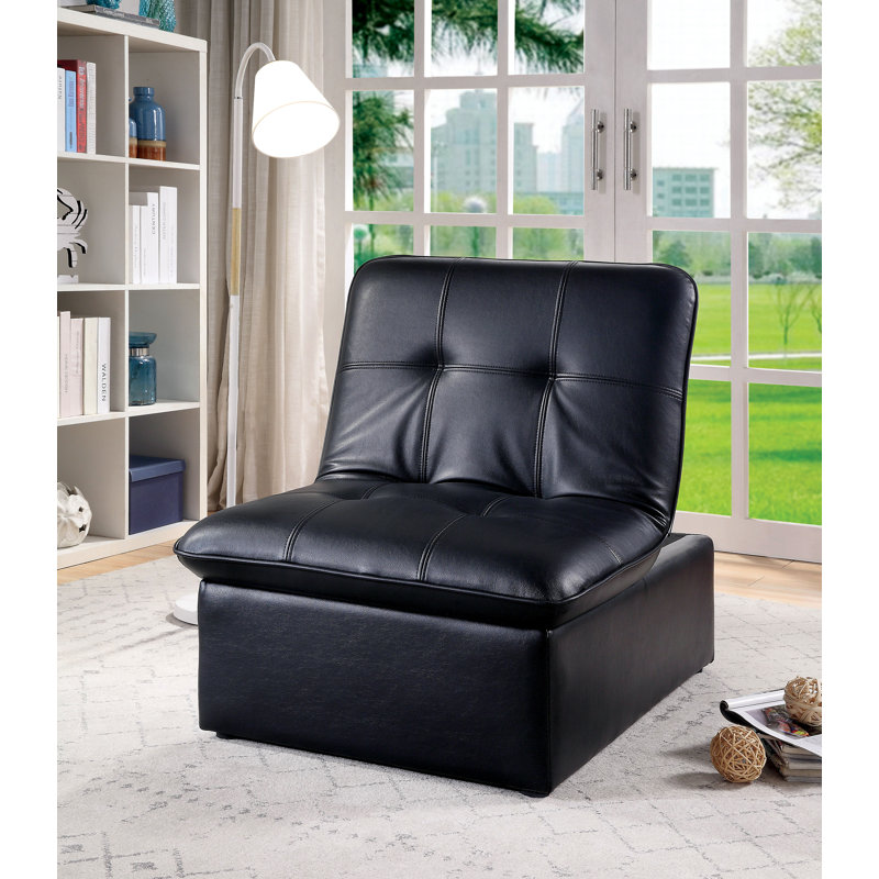 Elwell Twin 39.5'' Faux Leather Futon Chair, Black