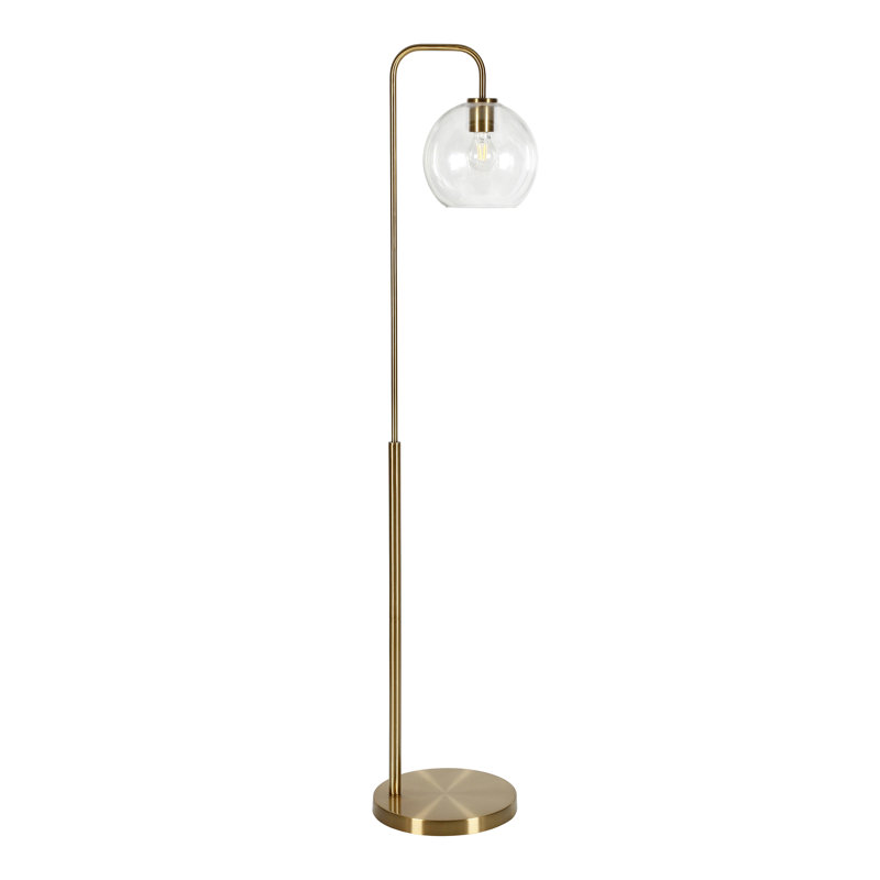 Chaynce 62.5'' Arched Floor Lamp, Brass, Clear