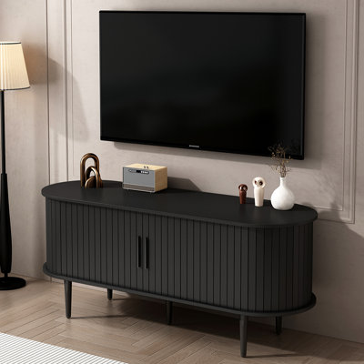 Console télé classique de 47 po, porte coulissante silencieuse et rangement pratique, mobilier idéal pour le salon, la chambre à coucher et le bureau