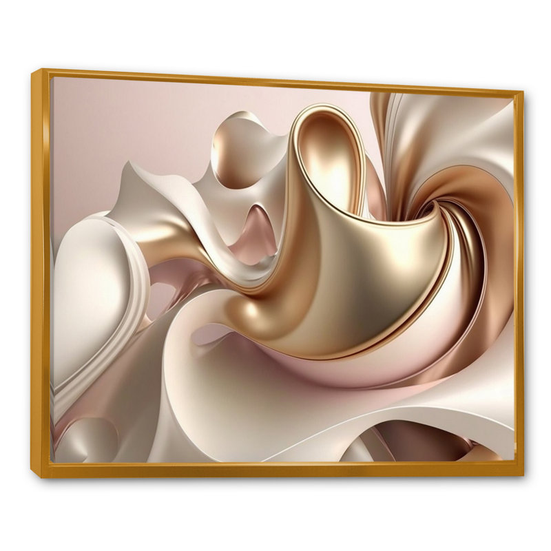 Subtile sophistication en rose exquis et or I - art abstrait à encre liquide, H 30 po x l 40 po, Gold
