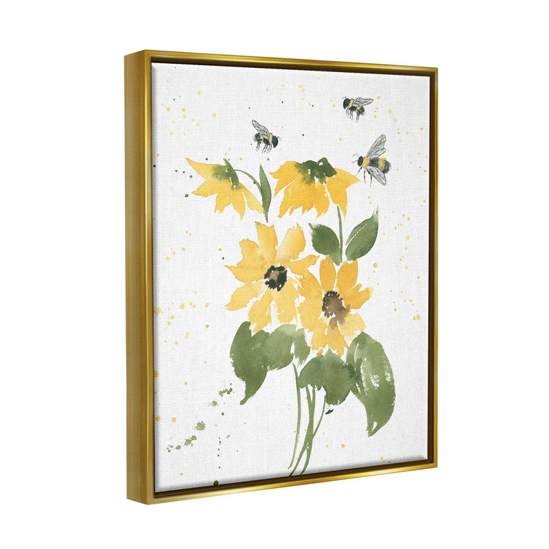 «Buzzing Bees Flower Blossom» par Lucille Price - impression sur toile, H 31 po x l 25 po x P 1,7 po