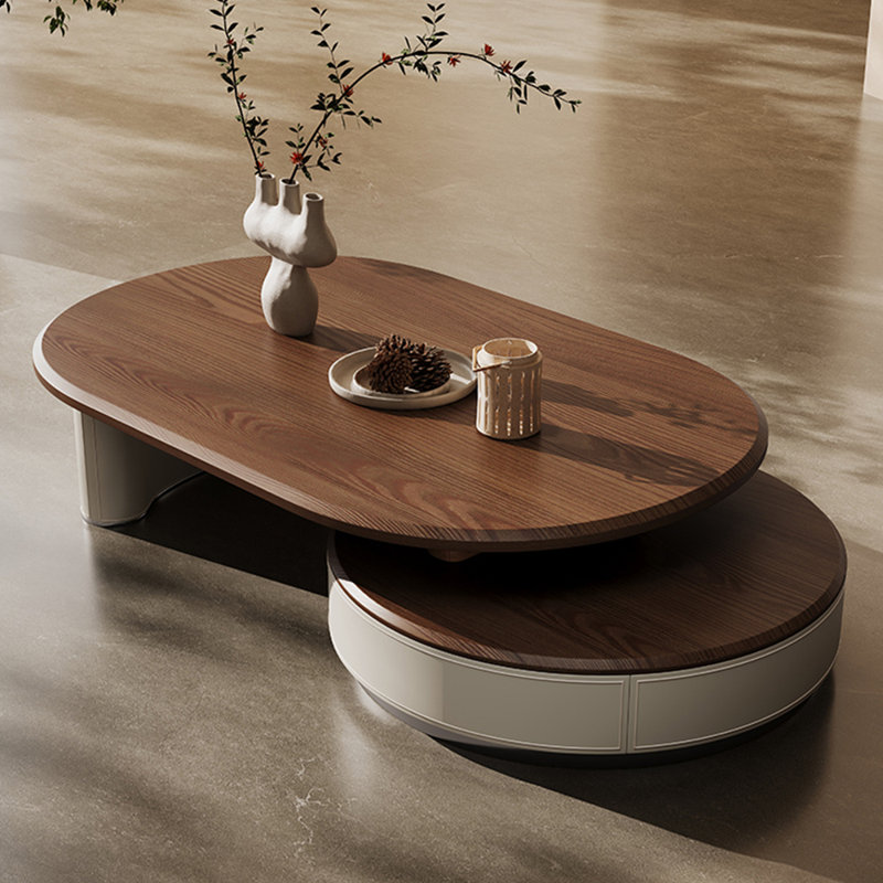 High-end saddle leather oval creative end table