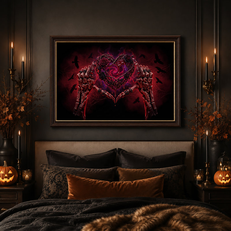 Toile rouge d'Halloween, H 12 po x l 18 po
